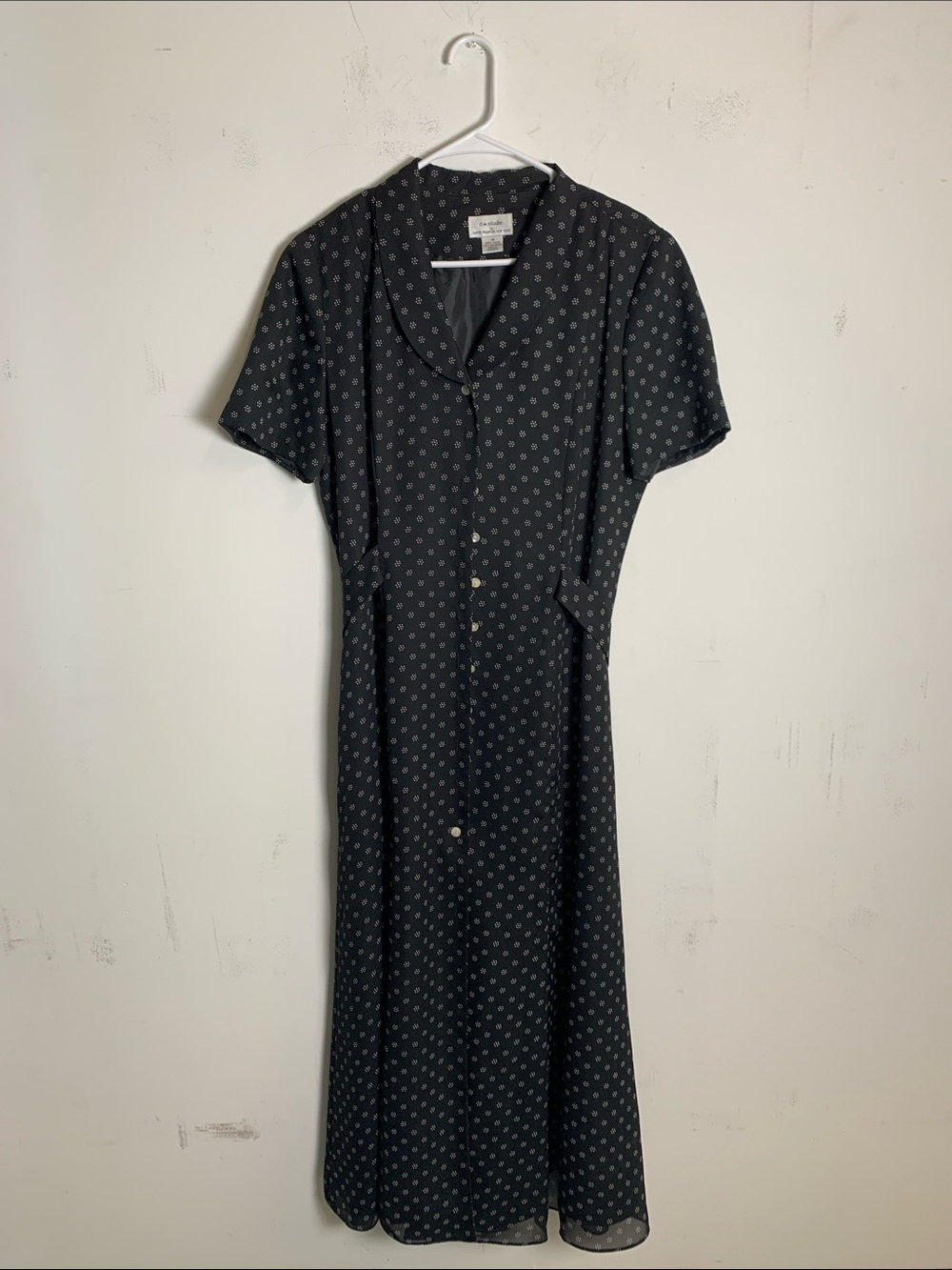 David Warren Dark Polka-Print Short Sleeve Maxi Dress